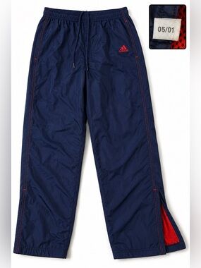 Vintage Adidas Track Pants Mens L Navy Red Mesh Lined Windbreaker Y2K 2001